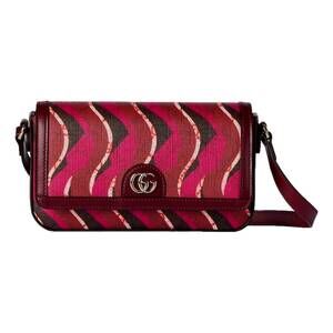 NEW GUCCI women's printed snake mini supreme crossbody bag in red